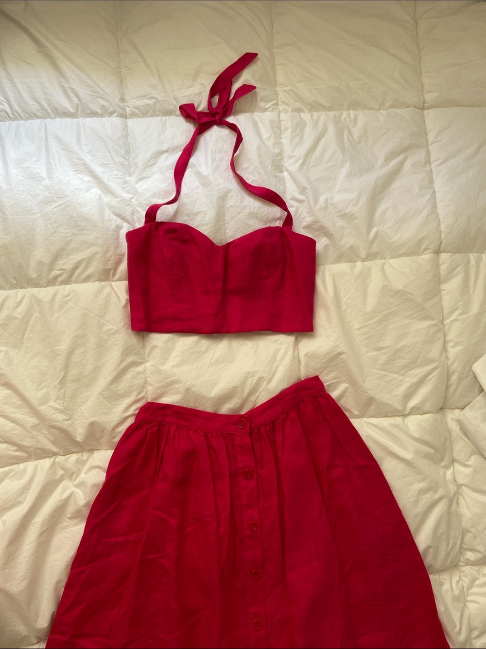 Reformation hot pink two piece set